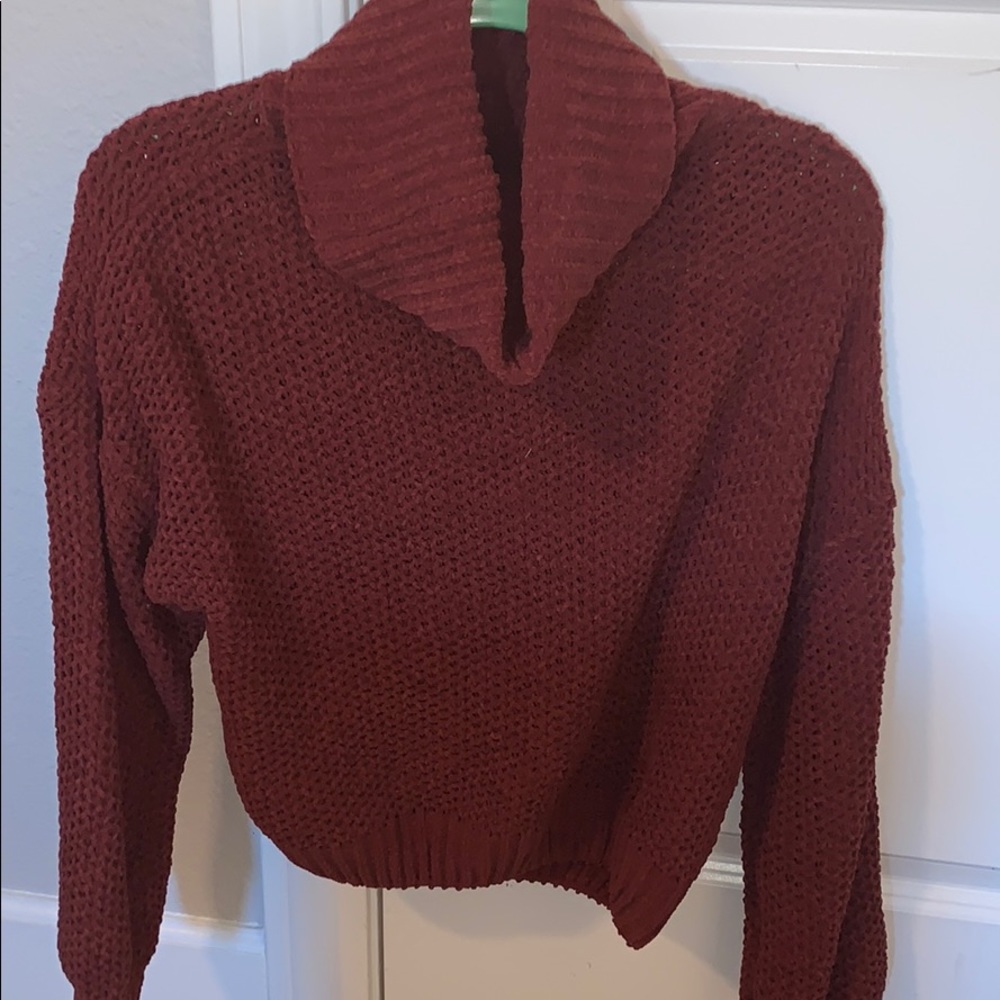 UO burgundy knit turtle neck sweater